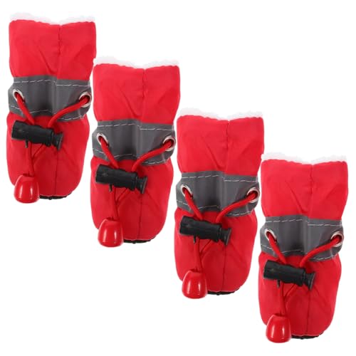 DRESSOOS Botas para Perros 4pcs Botines Antideslizantes para Mascotas Calzado Protector Impermeable para Perros Zapatos De Invierno para Perros Ropa De Protección para Patas Color
