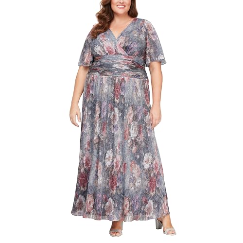 Image of S.L. Fashions Women's Long A-line Mother of The Bride Dress with Ruched Waist (Plus Size)