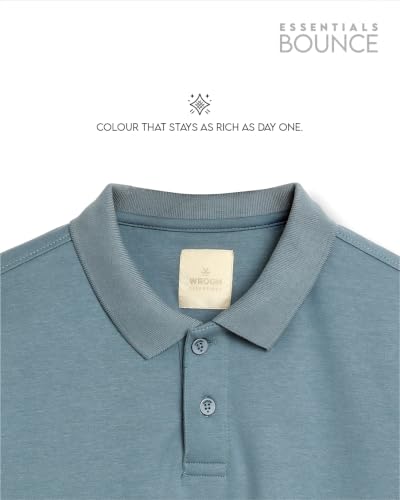 Image of WROGN Men's Cotton Blend Polo T-Shirt | Solid | Regular Fit