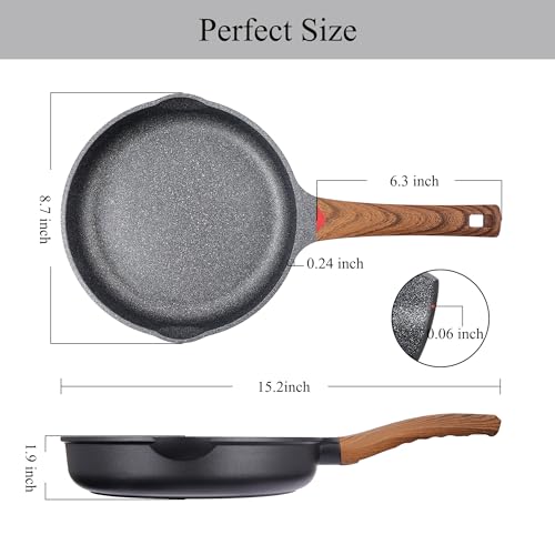 Image of Vinchef Nonstick Frying Pan Anti Scratch,8 Inch Skillet Cast Aluminum Cookware, Induction Compatible,Black