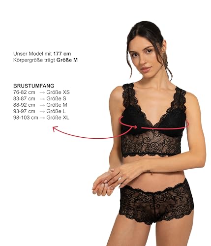bruno banani Bustier Damen Lacy Spitze ohne Bügel Bralette - Schwarz - XL – Ansicht 2