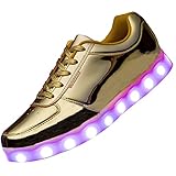 USB Adult Light Up Shoes Rechargeable Flashing Low Top LED Shoes Unisex Sports Dancing Sneakers jin40 Gold