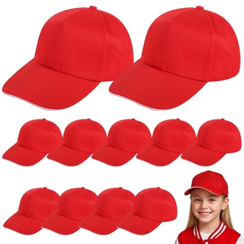Casquettes de baseball rouges lot de 12 ajustables pour éviter les coups de soleil