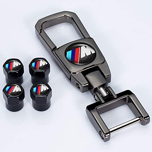 Kaolele 5 Pcs Metal Car Wheel Tire Valve Stem Caps for BMW X1 X3 M3 M5 X1 X5 X6 Z4 3 5 7Series with Key Chain Logo Styling Decoration Accessories