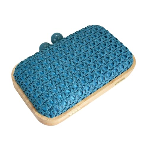 Image of Women Straw Clutch Purse Handwoven Summer Evening Bag Beach Straw Handbag Wedding Party Clutch Bag Wicker Purse