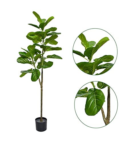 Image of Kayra Decor Artificial Fiddle Leaf Fig Tree /Faux Ficus Lyrata for Home Decor | 4.5 feet Tall, Green