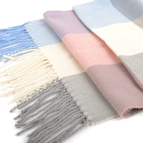Image of Nollia Plaid Fall /Winter Scarf for Men & Women-Plaid Color Cashmere Feels Acrylic Scarves