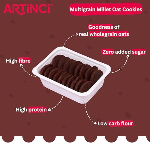 Image of Artinci Keto Double Dark Chocolate Cookies, As Seen on Shark Tank, Sugar Free Diabetic Friendly with High Protein & Fibre Diet Biscuits, Low GI & Carbs, (185g x Pack of 2)
