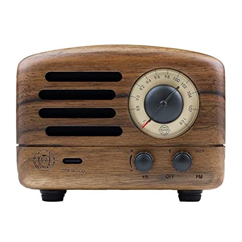 Muzen Wireless High Definition Audio FM Radio and Portable Bluetooth Speaker with Retro Style Design, Hand Crafted Walnut Wood – OTR WalnutWood