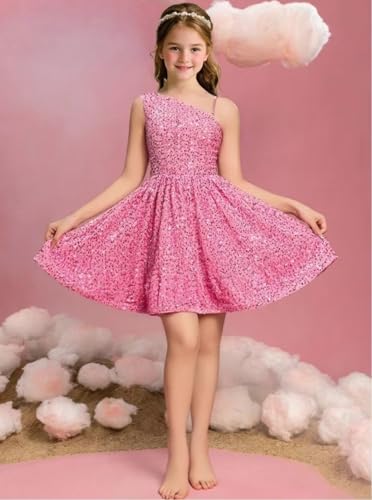 Sequin Girl Dress Sleeveless Homecoming Dress Prom Party Formal Graduations Tween Girls Dress One Shoulder2