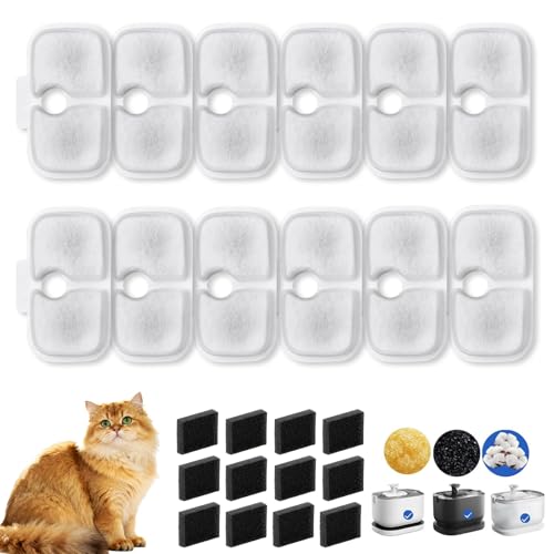 24 Stück Katzenbrunnen Filter für Petlibro Dockstream Trinkbrunnen PLWF005 / PLWF105 / PLWF115, Filter für Katzenbrunnen Ersatzfilter, 12 Filter...