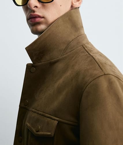 Men's Vintage Suede Blazer Jacket Slim Fit Faux Leather Casual Sports Coat for Wedding Party2