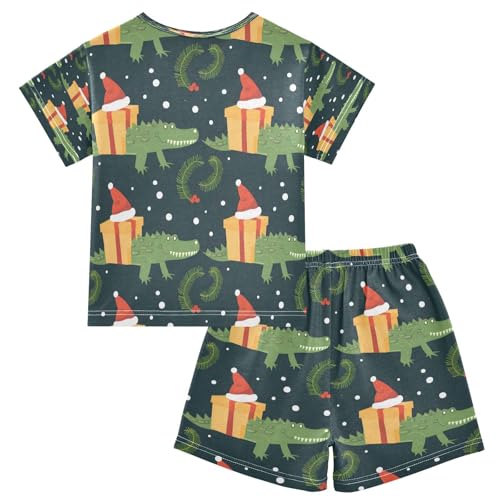 senya Short Sleeve Pajamas Sets Summer Cotton Sleepwear Crocodiles Gifts Hats2