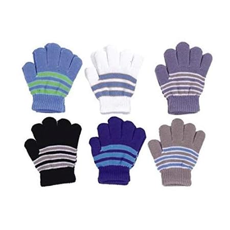 Dressify Girls Boys Woollen Multicolour Gloves Pack of 6 for 2-3 Year Kids