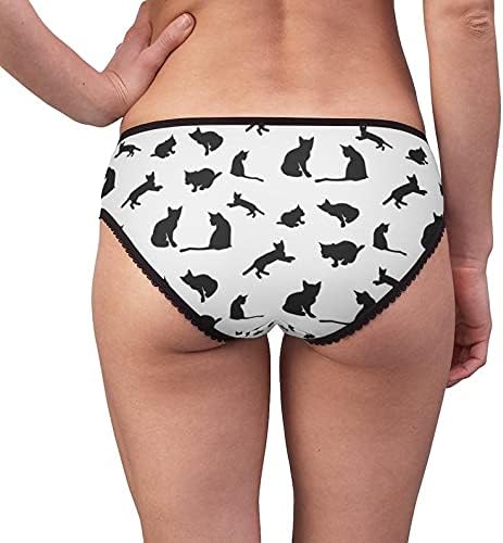 Cats Silhouette Pattern Panties, Cats Silhouette Pattern Underwear, Briefs, Cotton Briefs, Funny Underwear, Panties For Women