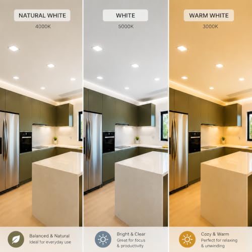 Image of NW 5W Roaster Square LED Panel Light | Concealed Ceiling Downlight | False Ceiling Recessed Light | Energy Efficient | High Brightness | 2 Year Warranty | Light Color- Warm White (Pack of 6)