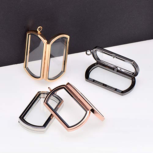 Paialco Magnetic Rectangle Glass Window Floating Locket Pendant Necklace3