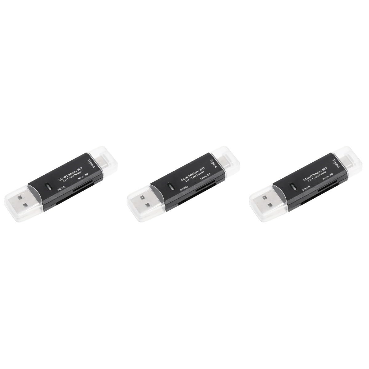 OSALADI 3pezzi Lettore Usb Type-c e Usb Per Smartphone e Adattatore Otg Per Schede Di Memoria e Nero