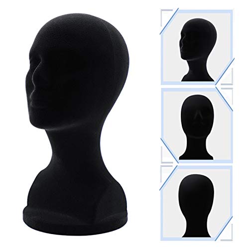 qiguch66 Mannequin Head Model Art Work Painting Novelty,Male Foam Display Mold Wig Hat Glasses Holder DIY Shooting Props Styling Tools - Black - Thumbnail 5