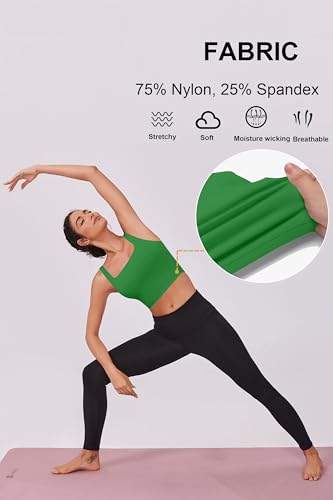 Image of PINSPARK Sports Bra for Women Square Neck Longline Tank Top with Built in Bra