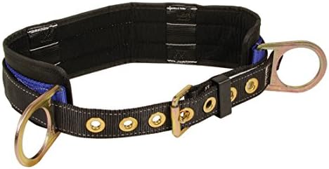 FallTech7055M Padded Positioning Belt with Two D-Rings, Black/Blue, Medium