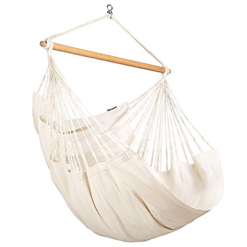 LA SIESTA® Habana - Chaise-Hamac Bio en Coton Comfort, Rotation à 360°, Design Courbé, Fabrication Colombienne - Latte, Comfort avec Fixation