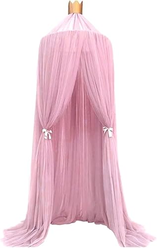 Worparsen Tienda de campaña de encaje para cuna de bebé cúpula redonda colgante cortina de cama de princesa mosquitera decoración de habitación de