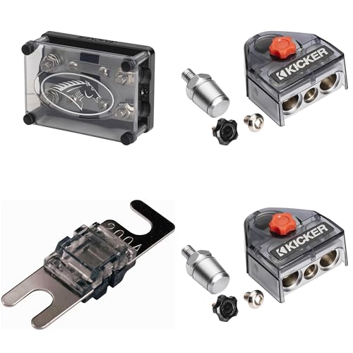 Kicker Warhorse (2) Battery Terminals & HPFD2 Fused 2-Way Distribution Block w/AFS 200 Amp Fuse Bundle