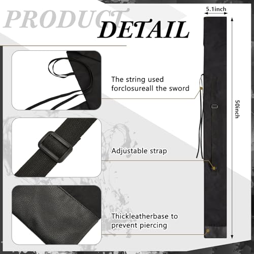 Image of 1 Piece Sword Bag Sword Sheath Sword Cover Black Katana Bag Sword Carry Bag Ninja Sword Holder Katana Case with Strap Sword Carrying Case for Samurai Cosplay Costume Halloween Party