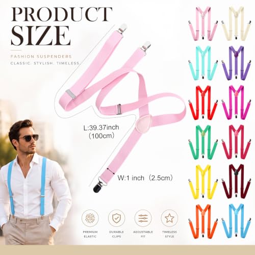 Image of Eurzom 12 Pcs Adjustable Elastic Y Back Style Suspenders