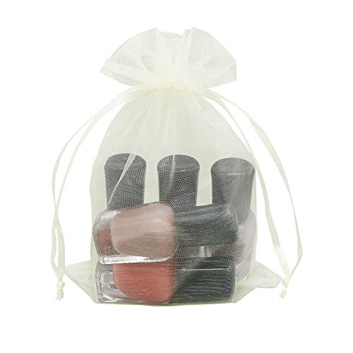 Image of HRX Package Organza Bags 4x6 inch 100pcs, Mesh Jewelry Pouches Candy Drawstring Gift Bags Small Sachet for Christmas Wedding Giveaways (pastel yellow)