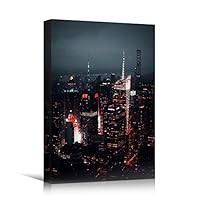 Canvas Wall Art Building Cityscape Cityscape Colorful Contemporary Multicolor Neon Photography Places - 12x18 inches