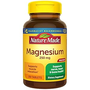Nature Made Magnesium Oxide 250 mg, Dietary Supplement for Muscle, Heart, Bone and Nerve Health Support, 200 Tablets…