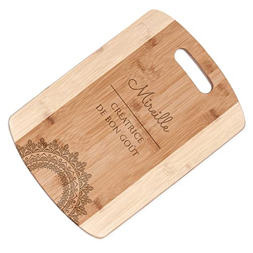 Maverton Planche à découper avec gravure - Grande Planche en bambou - Plateau de service personnalisé - pour femmes - Accessoire pour elle - pour anniversaire - pour Noël - goût