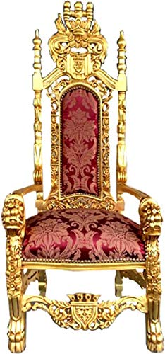 Casa Padrino Barock Thron Sessel Bordeaux Muster/Gold Königssessel - Hochzeitssessel - Riesensessel