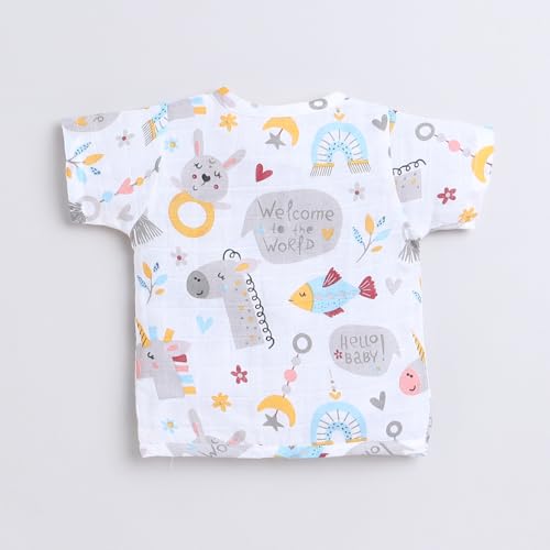 Image of Polka Tots Baby Boys & Girls Cotton Muslin Jabla Vest - Half Sleeve, Front Open, Soft & Breathable Daily Wear, Pack of 3 (Newborn)