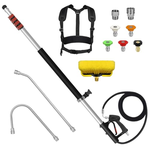 LidoDola 24FT Telescoping Pressure Washer Wand Kit - Extension Pole, Gutter Cleaner, Brush & 5...