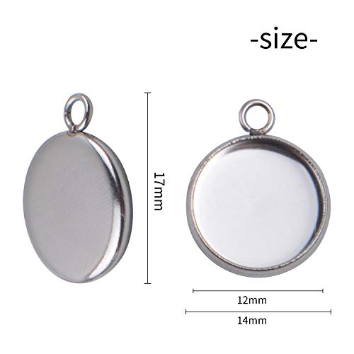 Aylifu Bezel Pendant Trays, 50 Pieces Stainless Steel 12Mm Round Cabochon Settings Trays Pendant Blanks For Jewelry Making Diy Necklace Bracelet Earring #TOP4