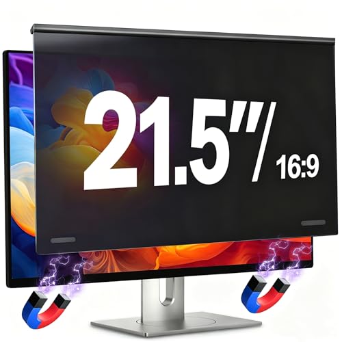 Image of Magnetic 21.5 Inch Computer Privacy Screen Filter for 16:9 Aspect Ratio Widescreen Monitor, Eye Protection Anti Glare Blue Light, Hanging Removable Anti-Scratch Protector