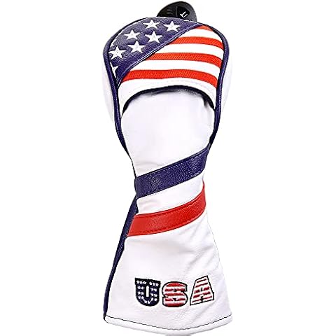 GOOACTION USA Golf Club Hybrid Headcover American Stars and Stripes Flag Synthetic Leather Patriotic Head Covers Protector Cover