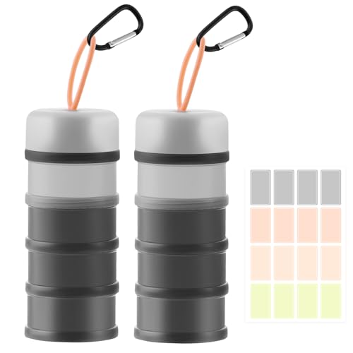 Bakpoco Proteinpulver-Aufbewahrungsbehälter, 4-lagig, stapelbar, auslaufsicher, tragbar, für Reisen, Fitness, Workout, Proteinpulverbehälter (Schwarz & Weiß), 2 Stück