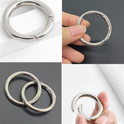 Changyeah 45 mm Runde Karabiner, 15 Stück, Silber, Klassisch, Unbehandelt