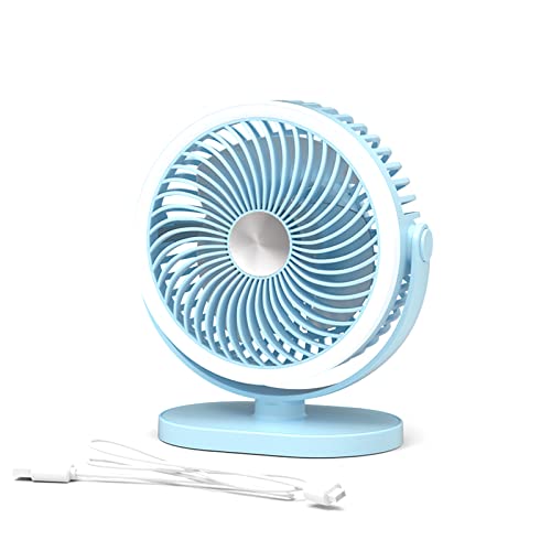 Ventilador de escritorio portátil recargable con linterna LED ajustable 2