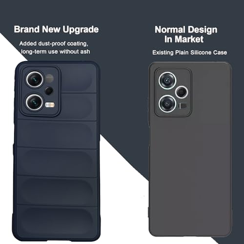 Image of A rtistque Back Cover Case for Mi Redmi Note 12 Pro 5G | with Inner Fabric | Stylish AirBag Case | Liquid Stripe Silicone | Camera Protection | Anti Slip Grip | Redmi Note 12 Pro 5G Back Cover - Blue