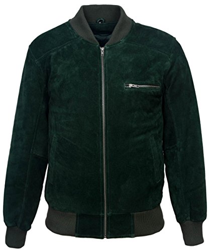 Chaqueta de cuero verde clásica para hombre miniatura 1