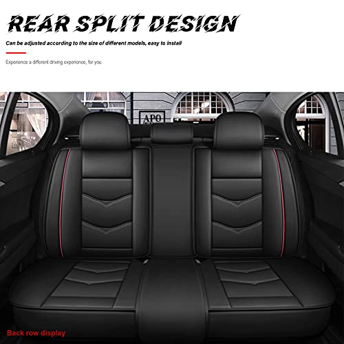Pmuybhf Car Seat Covers Black Full Set In Faux Leather - Universal Fit Automotive Seat Covers, Easy To Clean Car Seat Cover For Suv, Sedan, Van #TOP4