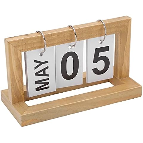 Huairdum Desk Calendar, Elegant Wood Color Small Handy Desk Calendar for Office Decoration Cover