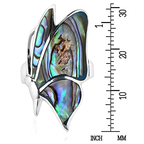 AeraVida Flying Monarch Butterfly Abalone Shell Inlay Stone .925 Sterling Silver Ring | Classic Wedding Rings For Women | Casual Comfort Fit Silver Rings for Women | Gift for Women4