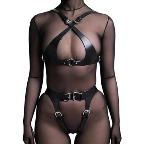 Punk Body Chain Leather Belt For Women Goth BDSM Lingerie Bondage Harness Belt Rave Fashion Accessories(Black)2
