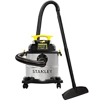 STANLEY Wet/Dry Vacuum SL18115, Stainless Steel Tank, 5 Gallon 4HP Shop Vacuum, Portable Style Ideal for Home/Shop/Jobsite Dust Collection Job with Vacuum Attachments, Silver+Yellow